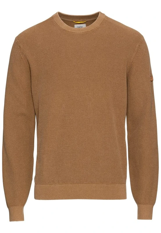 camel active Men's Organic Cotton Knitted Jumper, Wood, S - Image 1