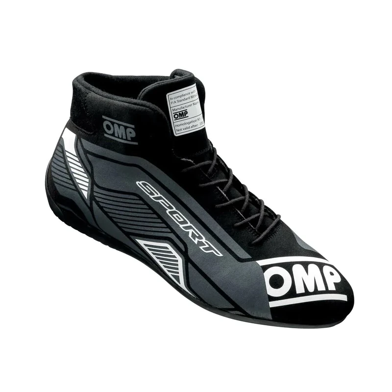 Omp Sport Boots MY2022 Black/White Size 45 Fia 8856-2018, Unisex Adult Boots, Standard, EU