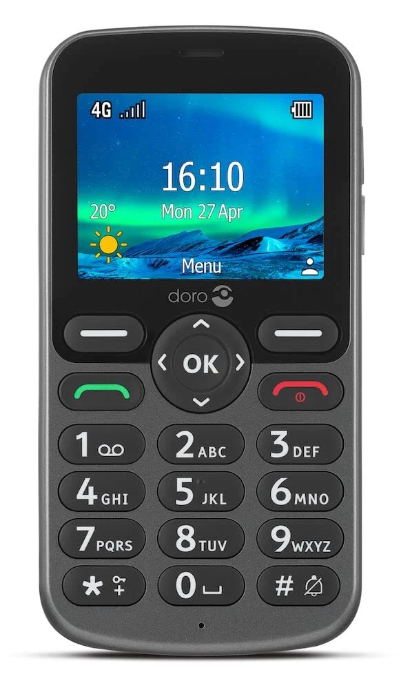Doro 5860 4G Unlocked Mobile Phone for Seniors with Talking Number Keys, 2MP Camera, Assistance Button and Charging Cradle [UK and Irish Version] (Graphite)
