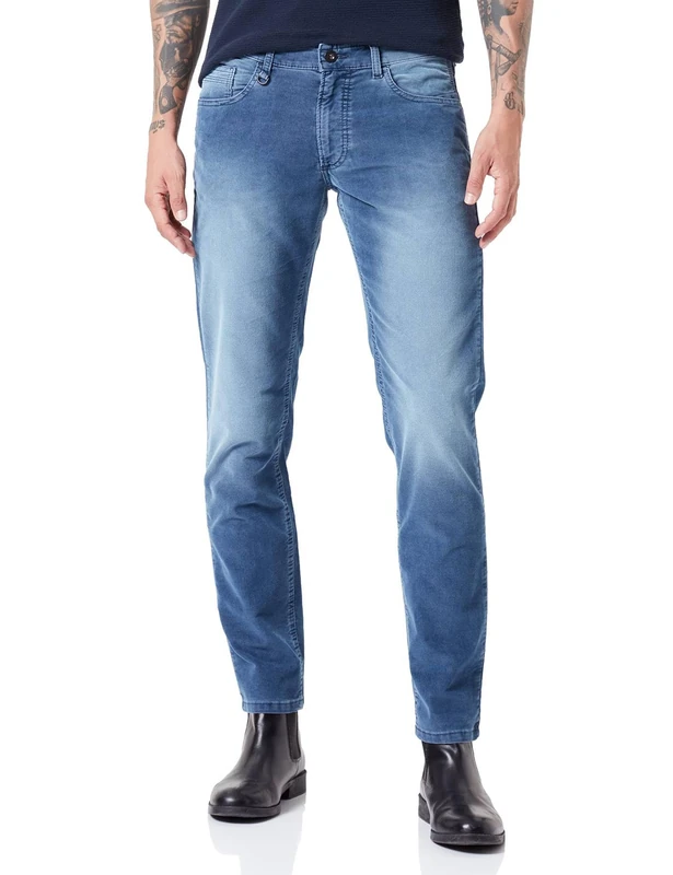 Camel Active Men's Slim Fit Corduroy Trousers Madison Jeans, Blue, 40 W/32 L