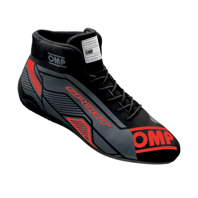 Omp Sport Boots MY2022 Black/Red Size 39 Fia 8856-2018, Unisex Adult Boots, Standard, EU