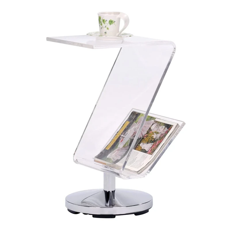 DKD Home Decor Transparent Acrylic Silver Metal Magazine Table (30 x 33 x 55 cm)