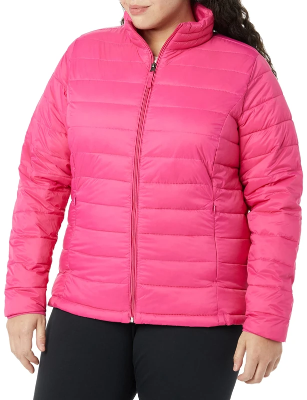 Amazon Essentials Women's Lightweight Long-Sleeved, Water-Resistant, Packable Puffer Jacket (Available in Plus Size), Hot Pink, XS
