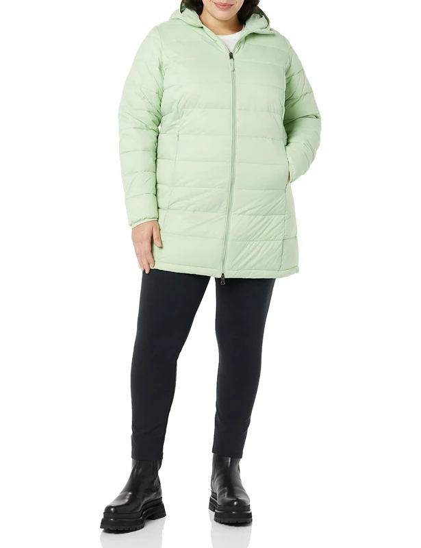 Amazon Essentials Women's Lightweight Water-Resistant Packable Hooded Puffer Coat (Available in Plus Size), Sage Green, X-Small