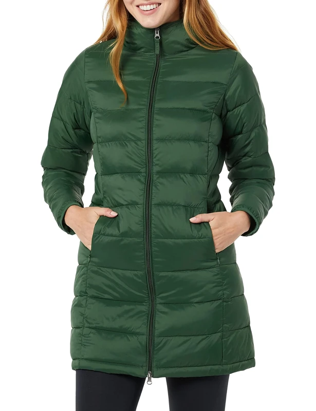 Amazon Essentials Women's Lightweight Water-Resistant Packable Hooded Puffer Coat (Available in Plus Size), Dark Green, X-Small