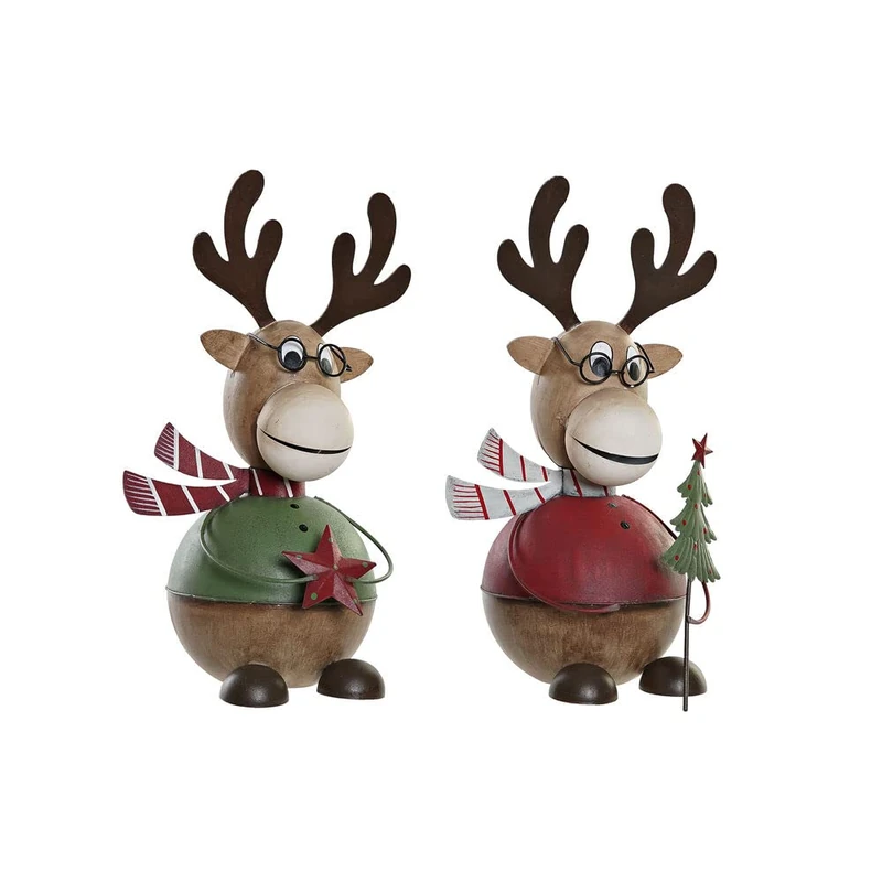 DKD Home Decor Metal Reindeer Christmas Ornament (2 pcs) (16 x 14 x 26 cm)