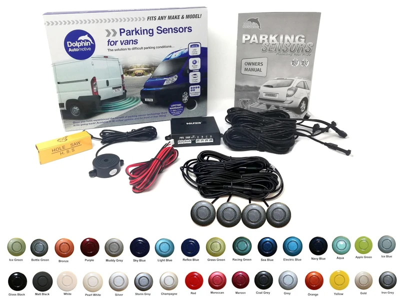 Dolphin Automotive VPS400 Rear Van Reverse Parking Sensor Rear Kit, 4 Sensors with Extensions and Audio Alerts (Iron Grey)