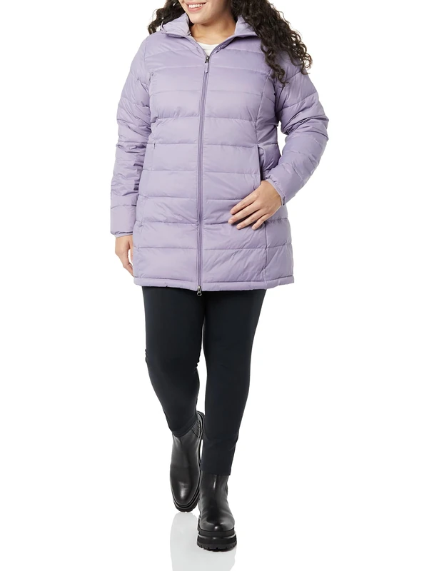 Amazon Essentials Women's Lightweight Water-Resistant Packable Hooded Puffer Coat (Available in Plus Size), Dusty Grape, M
