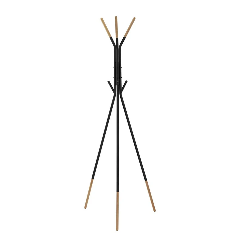 DKD Home Decor Standing Coat Rack Black Steel Rubber Wood (65 x 65 x 179 cm) - Image 1