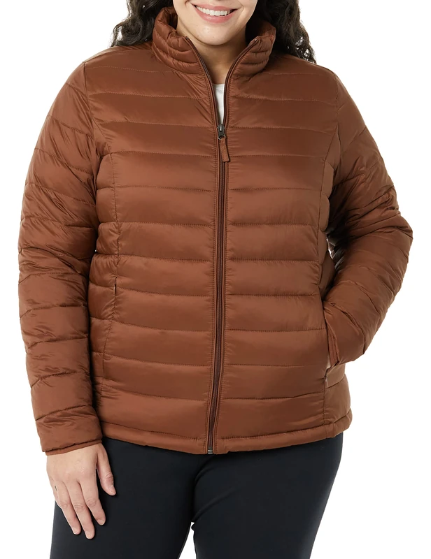 Amazon Essentials Women's Lightweight Long-Sleeved, Water-Resistant, Packable Puffer Jacket (Available in Plus Size), Dark Toffee Brown, XS
