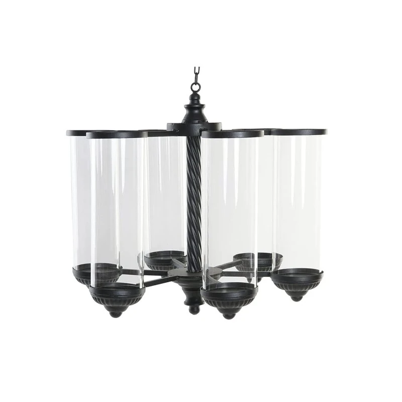 DKD Home Decor Black Metal Glass Candle Holder (53 x 53 x 52 cm)
