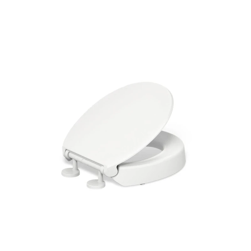 Hyten Elevated Quiet-Close Round-Front Toilet Seat, White