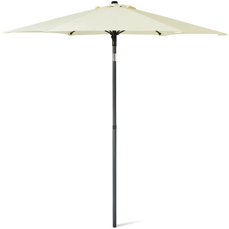 SUNMER 2M Garden Parasol, Sun Shading Umbrella, Easy Open/Close Push Up with Tilt, Water Repellent Polyester, Powder-Coated Steel Frame, UV 30+, Pole Width 32mm - Ivory