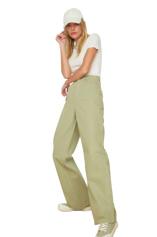 Trendyol Women High Waist Wide Leg Wide Leg Jeans Mint