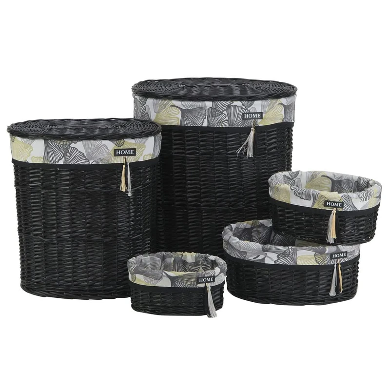DKD Home Decor Cotton Wicker Basket Set (51 x 37 x 56 cm) (5 Pieces) - Image 1