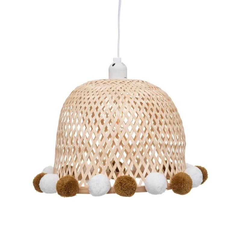 Atmosphera Bamboo Pompom Pendant Light Natural
