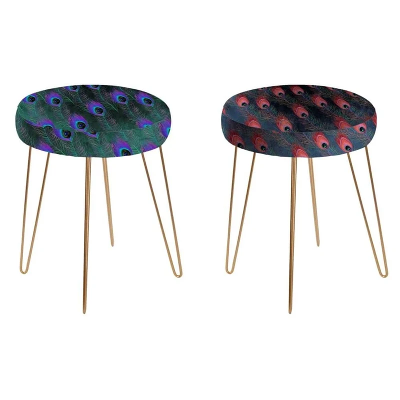 DKD Home Decor Metal Polyester Footrest (2 Pieces) (35 x 35 x 43 cm)