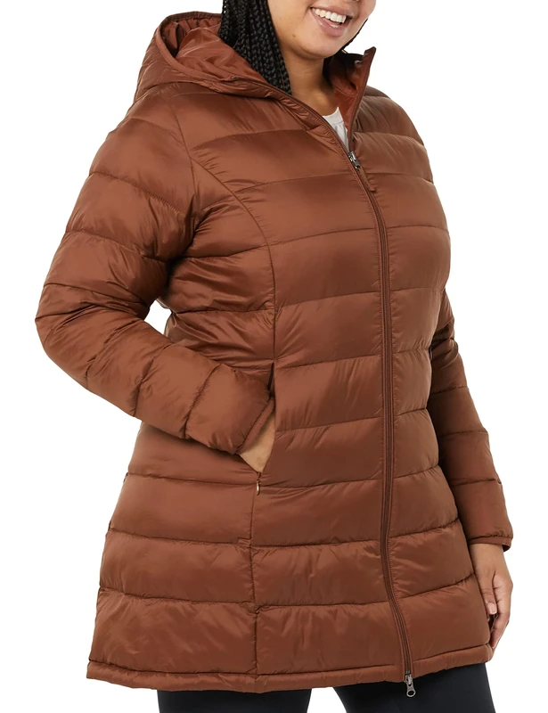 Amazon Essentials Women's Lightweight Water-Resistant Packable Hooded Puffer Coat (Available in Plus Size), Dark Toffee Brown, X-Small