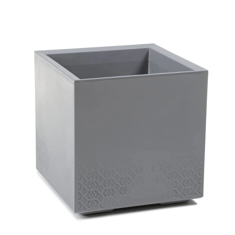 LAMELA Plant Pot with Wheels 40 cm, 36 L - Plastic Flower Pot in Concrete Look - Planter with Water Drain - Modern for Indoor and Outdoor Use - Weatherproof and Easy to Clean, Grey - Image 1