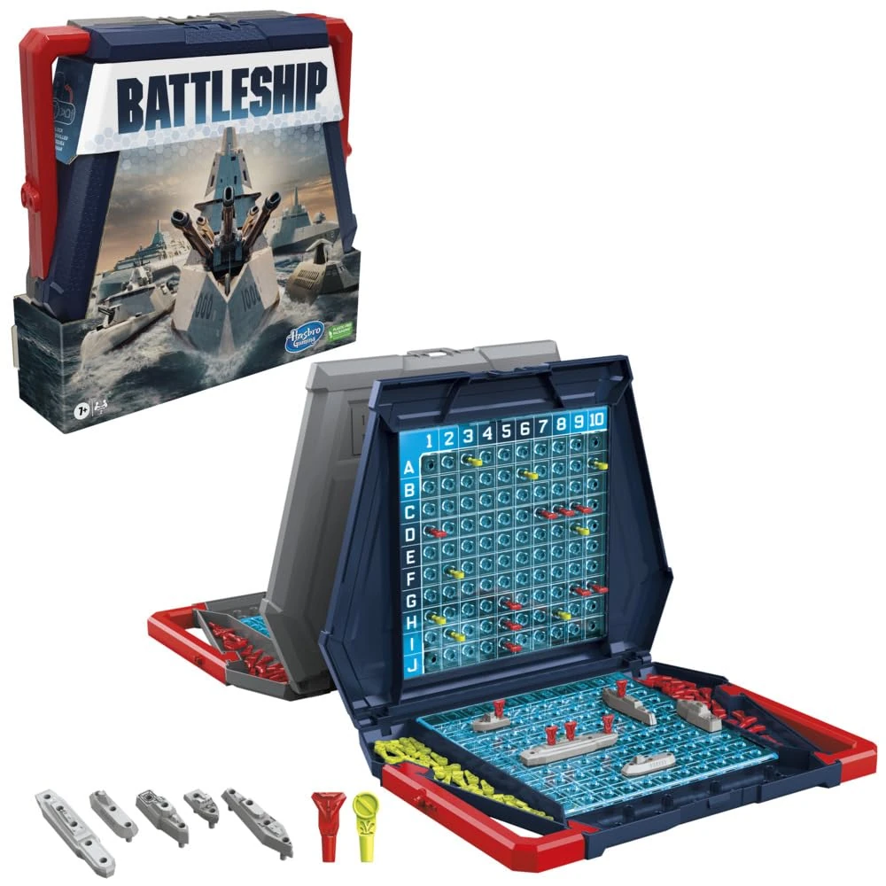 Hasbro Gaming Battleship Classic Board Game, Strategy Game For Kids Ages 7 and Up, Fun Kids Game For 2 Players, Multicolor