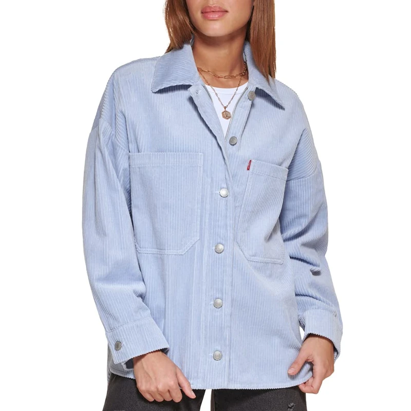Levi's Women's Cotton Corduroy Shirt Jacket, Dusty Blue, S