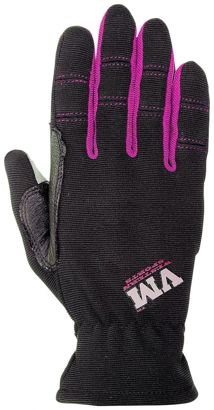 JF Reitsport VM Riding Gloves Black - Magenta S