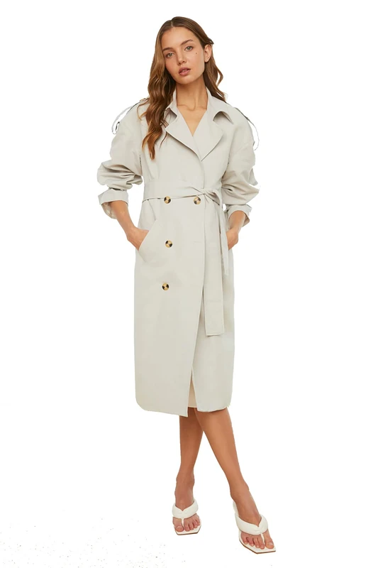 Trendyol Women Oversize Double-breasted Woven Trench Coat