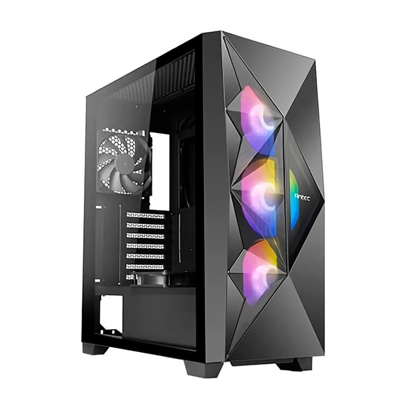 Antec DF800 FLUX Gaming Case w/Glass Window, ATX, 5 x Fans (3 Front ARGB), Geometrical Mesh & Mirror Front, LED Control Button - Image 1