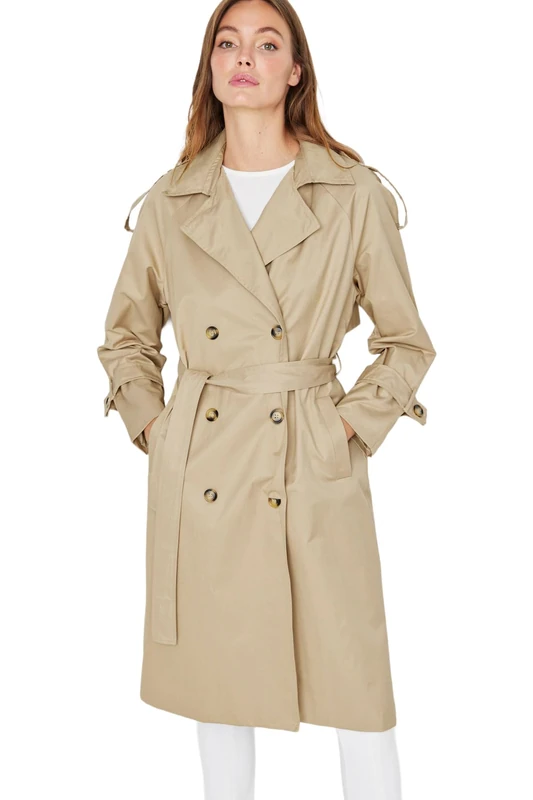 Trendyol Women Regular fit Double-breasted Lapel collar Woven Trench Coat