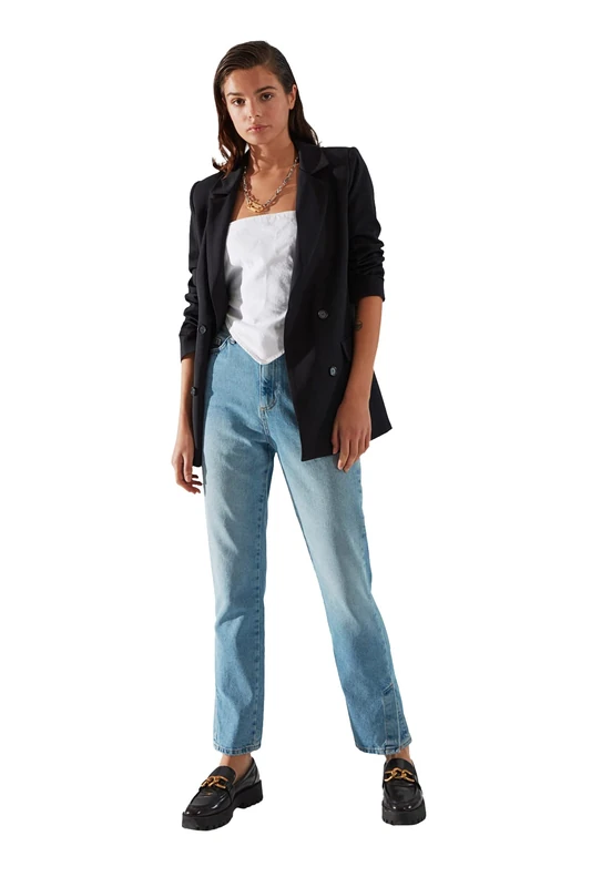 Trendyol Women Regular fit Double-Breasted Lapel Collar Woven Jacket