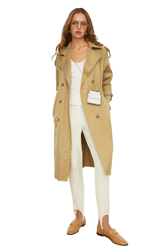 Trendyol Women Regular Double-breasted Woven Trench Coat