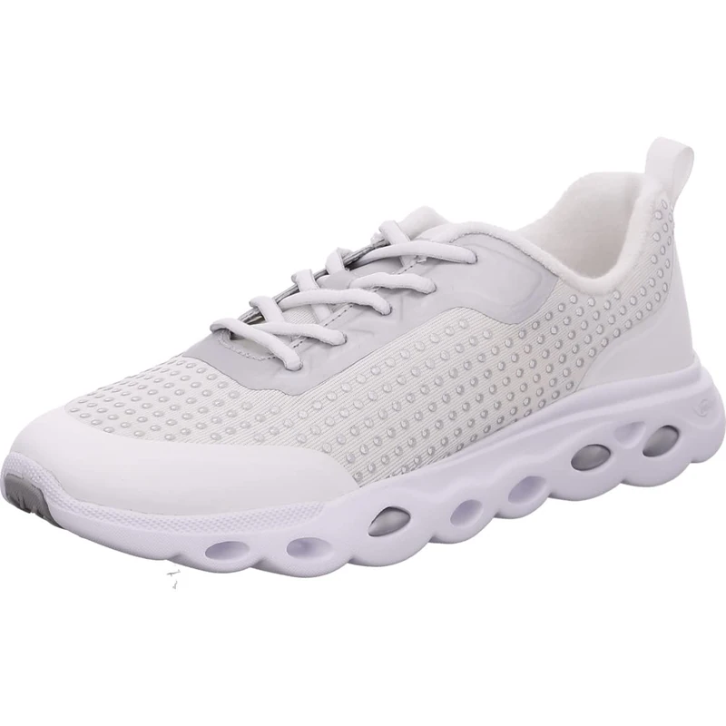 ARA Women's Racer Trainers, White Silver Silver White, 5 UK