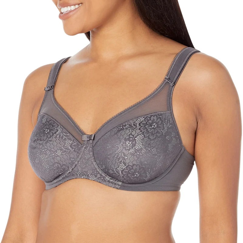 Berlei Beauty Everyday B521-DGY Women's Dark Grey Lace Non-Padded Underwired Minimizer Bra 34C