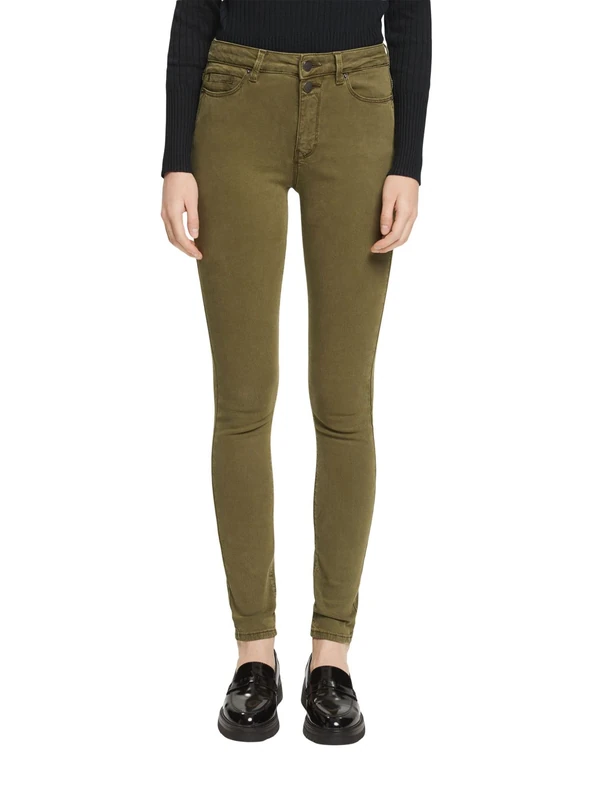 ESPRIT Women's 992EE1B347 Trousers, 355/Dark Khaki, 28/32