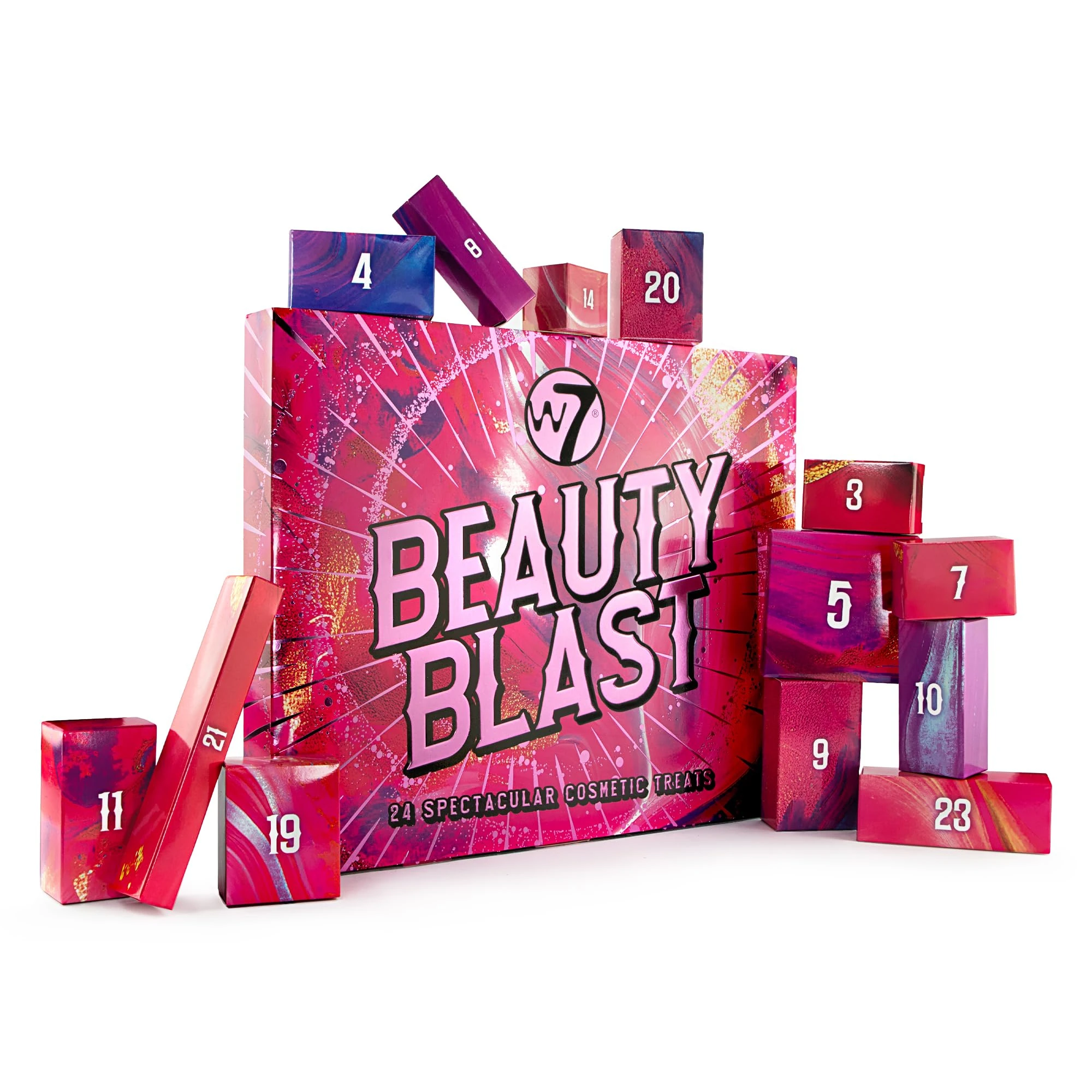 W7 Beauty Blast Advent Calendar 2025 - Individually Boxed Makeup & Cosmetic Surprises For the 24 Days to Christmas - Cruelty Free, Holiday Gifting
