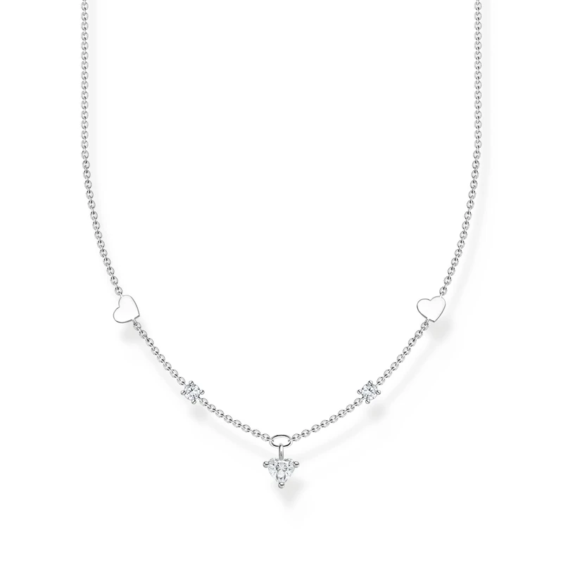 Thomas Sabo Necklace with Hearts and White Stones Silver 925 Sterling Silver