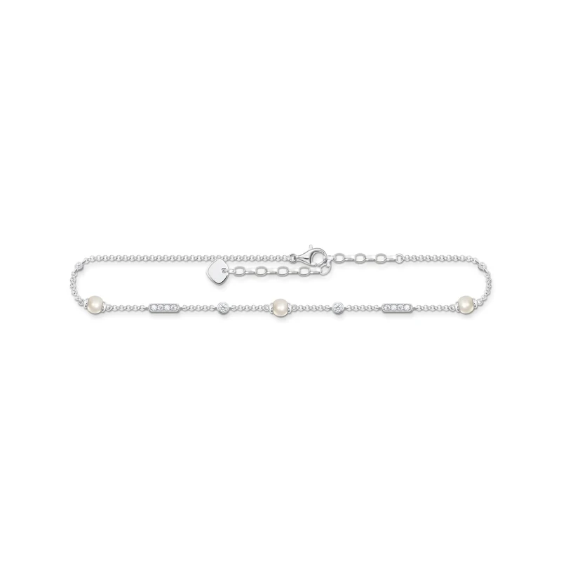Thomas Sabo Anklet with Pearls and White Stones Silver 925 Sterling Silver