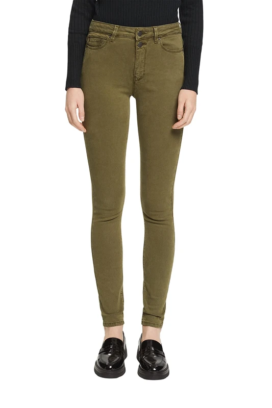 ESPRIT Women's 992EE1B347 Trousers, 355/Dark Khaki, 30/34