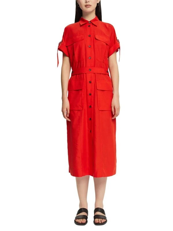 ESPRIT Women's 072EE1E302 Dress, 635/ORANGE RED, 40