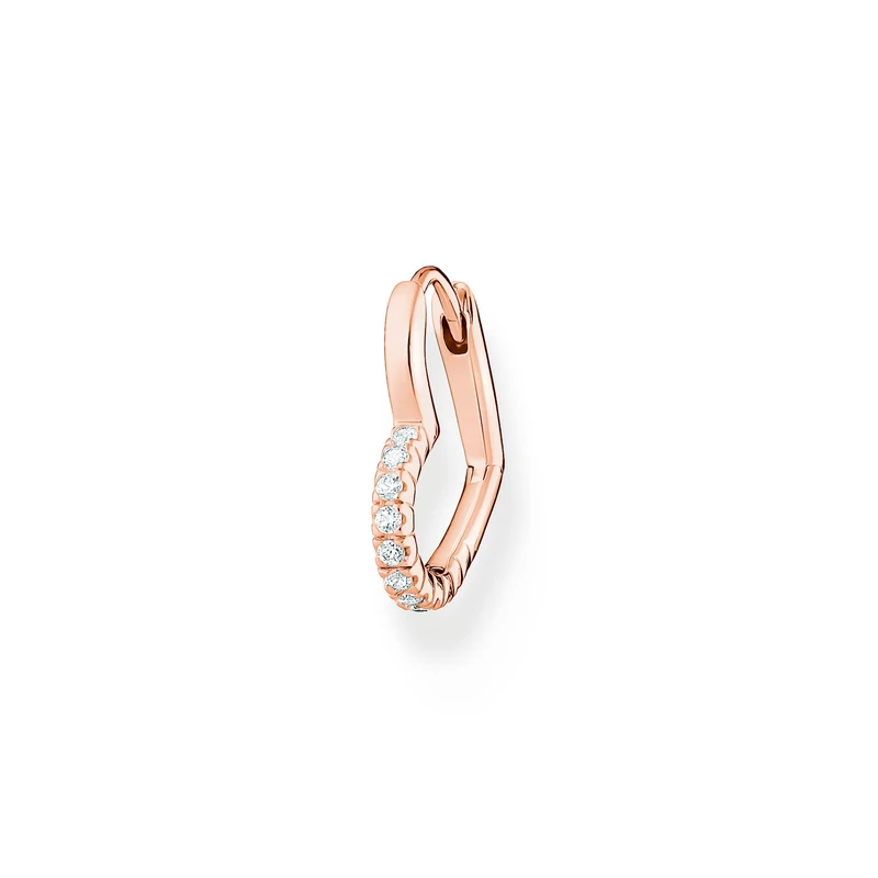 THOMAS SABO Single hoop earring heart with white stones rose gold 925 Sterling Silver, 18k Rose Gold Plating