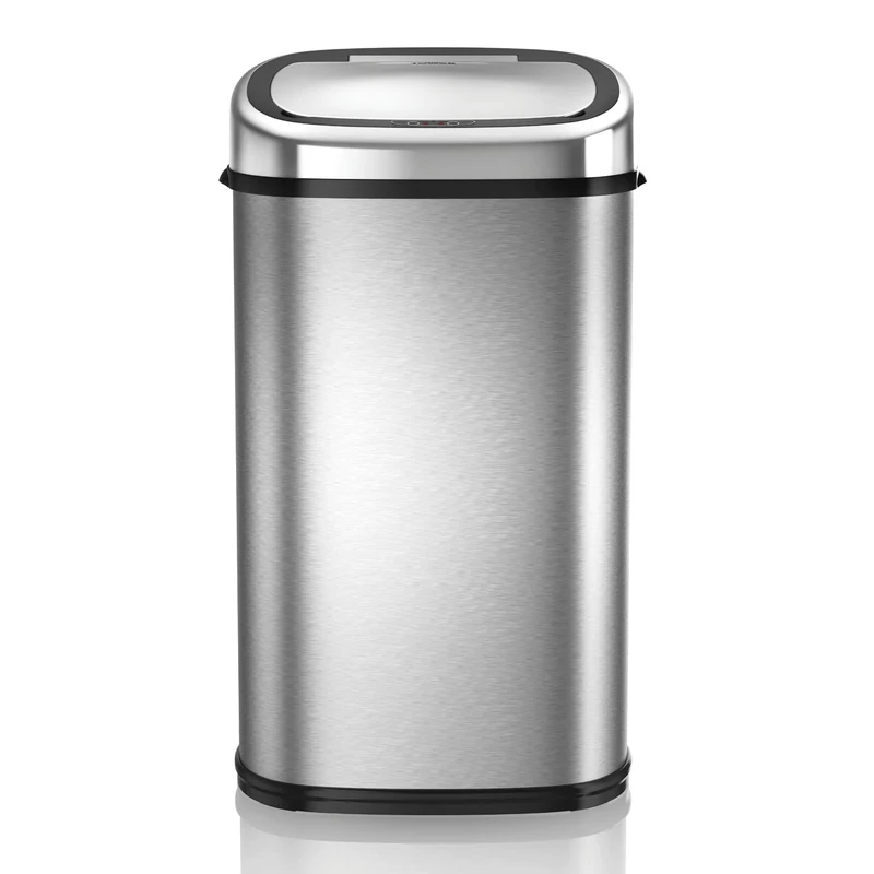 TOWER T80901 Stainless Steel Bin with Sensor - Automatic with Soft-Close Function, Manual Opening Option, 58 L, Silver