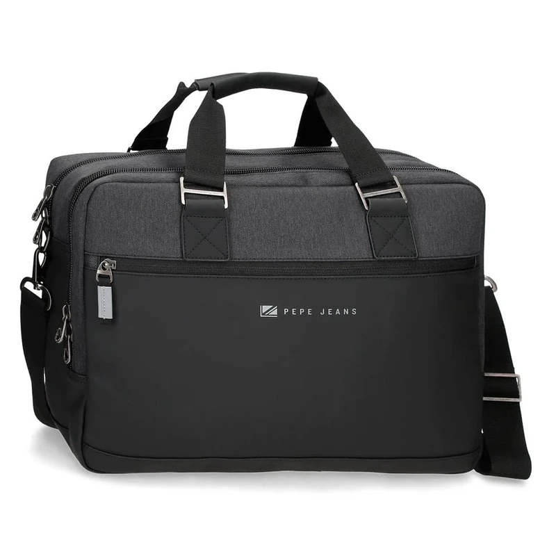 Pepe Jeans Jarvis Carteron for Laptop Double Compartment Adaptable Black 40 x 30 x 11 cm Polyester with Faux Leather Details