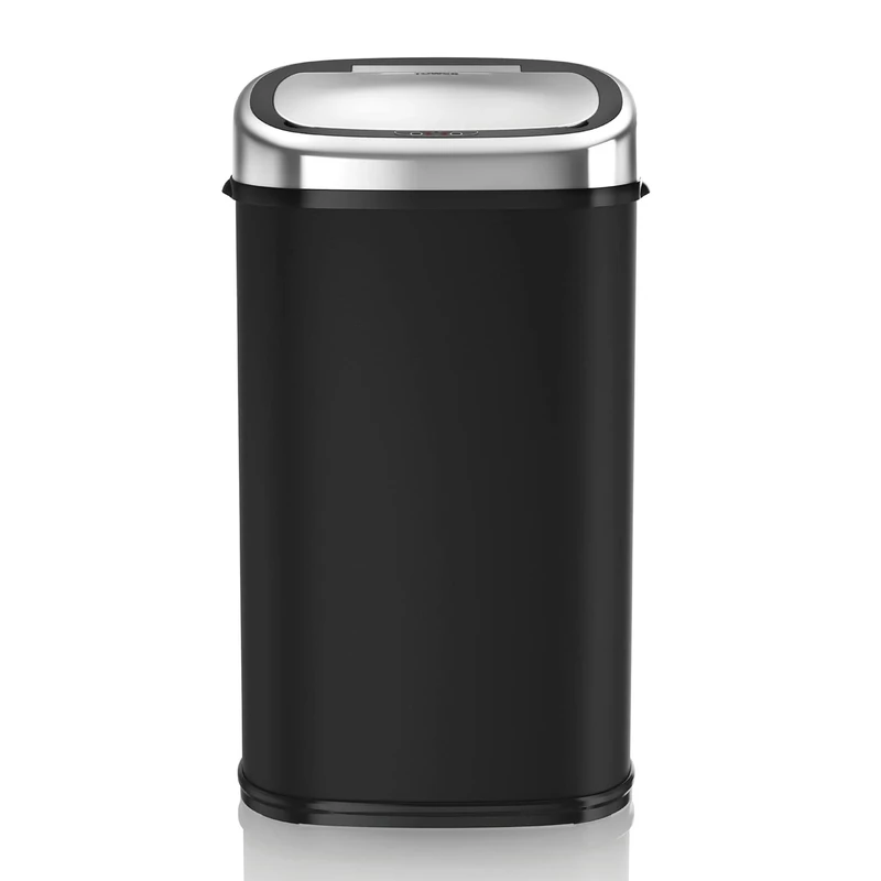 Tower T80900 Stainless Steel Trash Can with Sensor Automatic Dustbin with Soft-Close Function, Manual Opening Option, 58 L Trash Can - Black