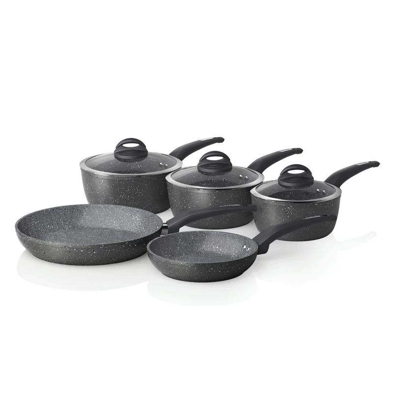 Tower T81276 Cerastone Forged 5-Piece Saucepan Set and Pan Set with Non-Stick Coating and Soft Touch Handles - 18/20/22 cm Cooking Pots and 20/28 cm Pans - Frying Pans and Pot Set Coated - Graphite - Image 1