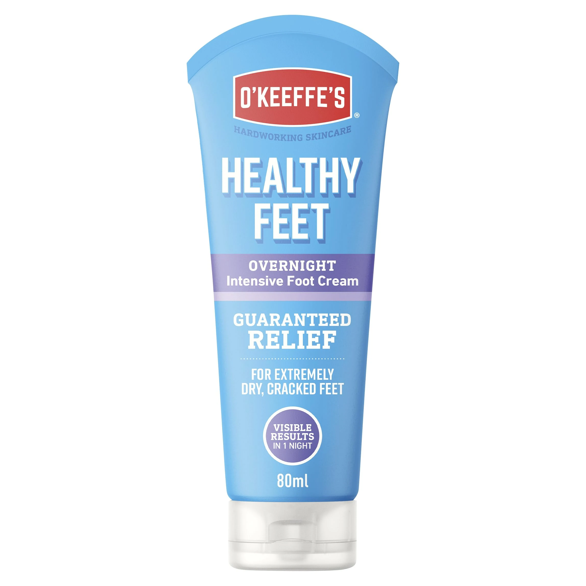 O’Keeffe’s Healthy Feet Overnight 80ml – Intensive Moisturising Foot Cream for Dry, Cracked Heels | Cracked Heel Repair Cream