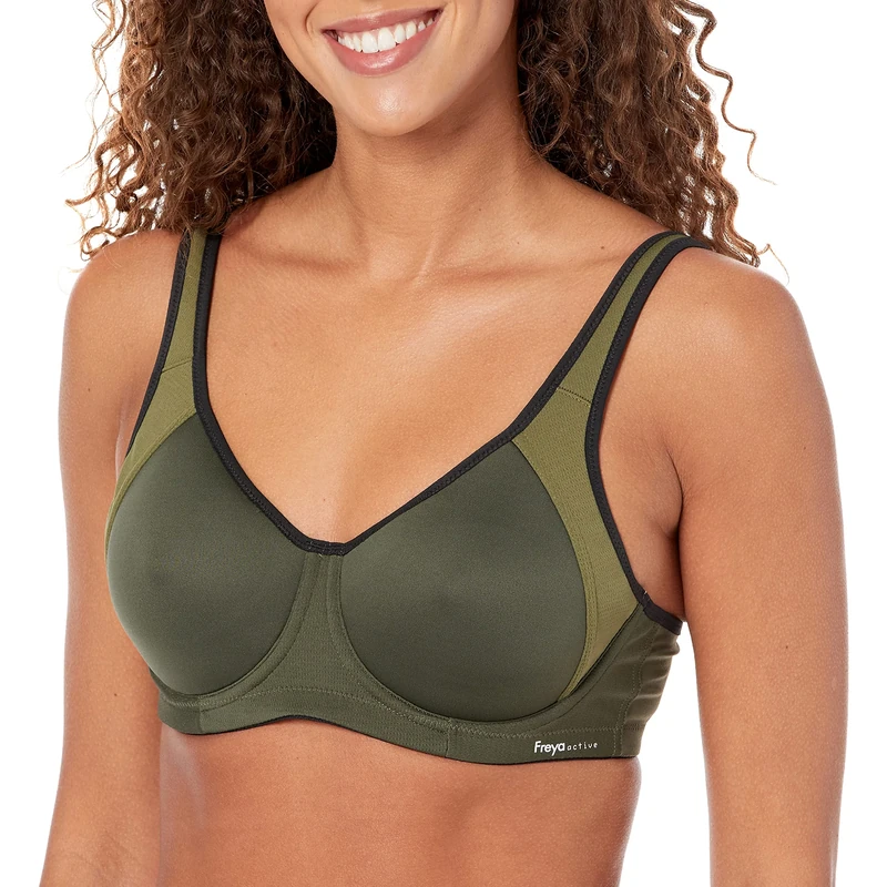 Freya Women's Sonic Underwire Spacer Molded Sports Bra, Khaki, 28D, Khaki, 28D