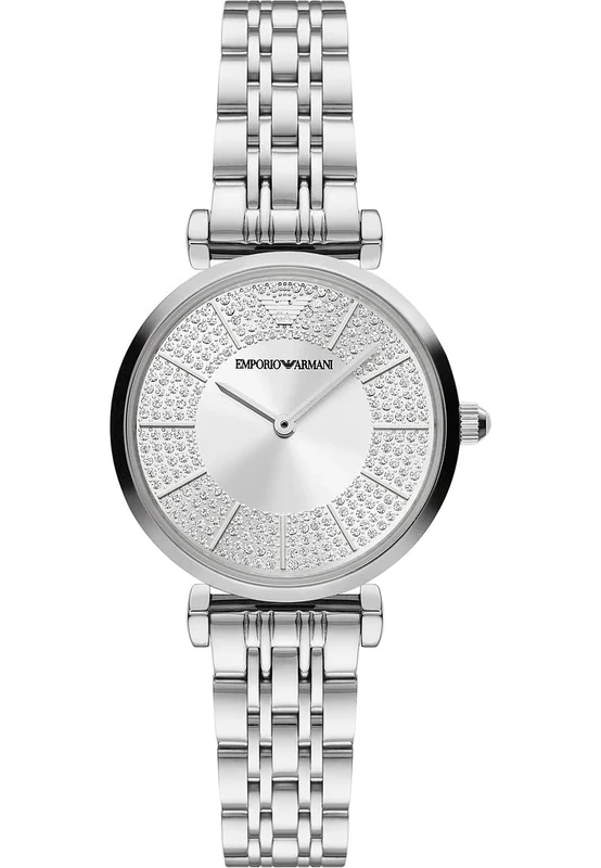 Emporio Armani Watch for Women, Two Hand Movement, 32 mm Silver Stainless Steel Case with a Stainless Steel Strap, AR11445