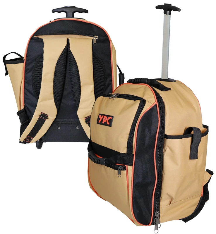 YPC Juggernaut XXL Trolley Tool Backpack - Waterproof Tool Organiser, Sturdy Telescopic Handle, Carry Handles & Plastic Base, Shoulder Strap with Chest Strap, Sand, 54 x 36 x 25 cm - 15 kg Load - Image 1