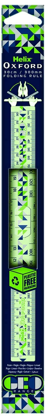 Helix Oxford Geo Folding 30cm Ruler - Green