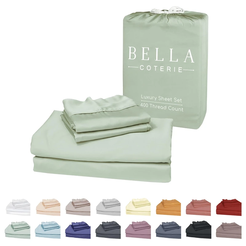 Bella Coterie Luxury Bamboo King Size Sheet Set | Organically Grown | Ultra Soft | Cooling for Hot Sleepers | 18" Deep Pocket | Viscose Made from Bamboo [Sea Glass]